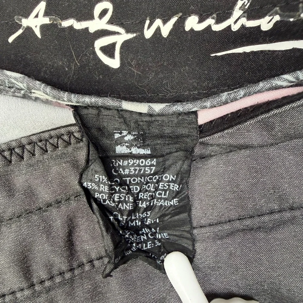 Billabong Andy Warhol Board Shorts Mens 38 Gray Pink Polka Dot Striped Trunks